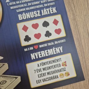 Casino témájú egyedi kaparós sorsjegy ajándék